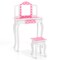 Princess Pretend Play Makeup Dressing Table with Cute Polka Dot Print-Pink